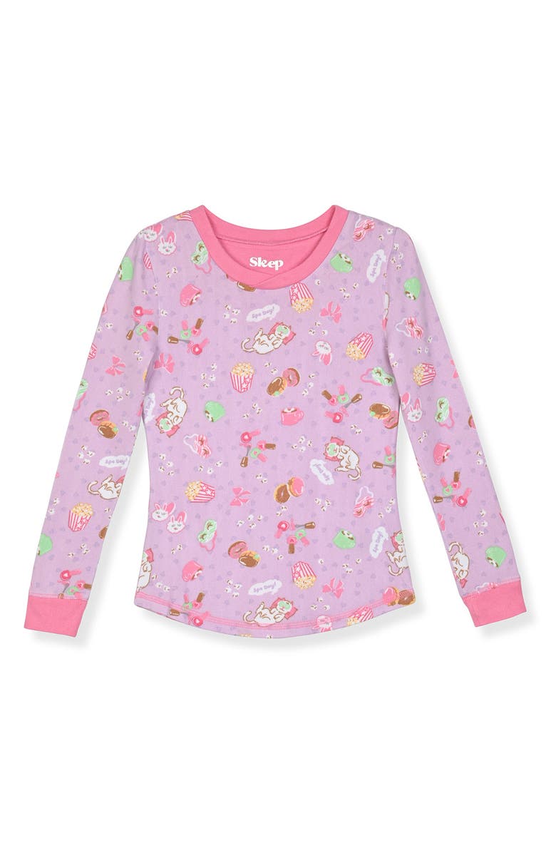 SLEEP ON IT Kids' Tight Fit Long Pajamas & Scrunchie Set, Alternate, color, Purple