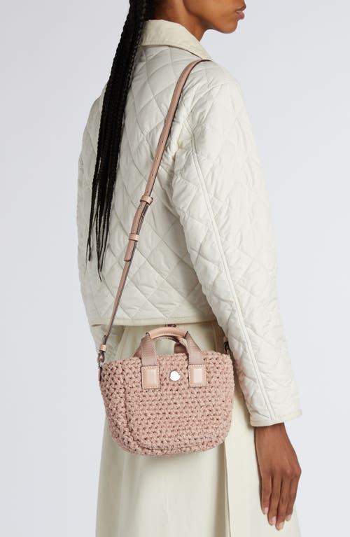 Shop Moncler Mini Caradoc Woven Crossbody Bag In Rose Dawn