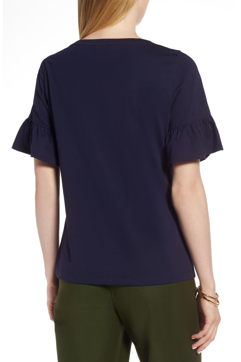 Ruffle Sleeve Top, Alternate, color, NAVY NIGHT