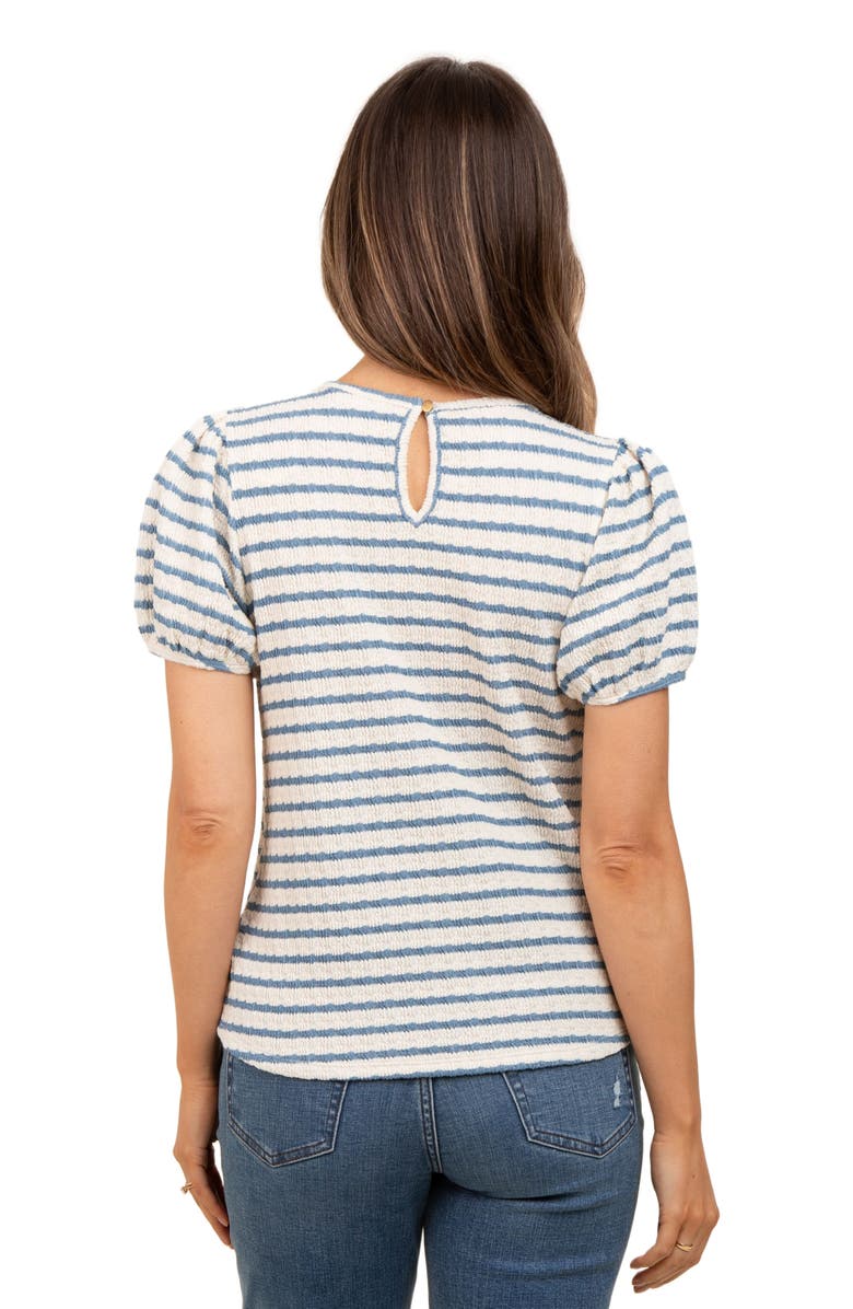 PinkBlush Striped Textured Puff Sleeve Top, Alternate, color, Light Blue