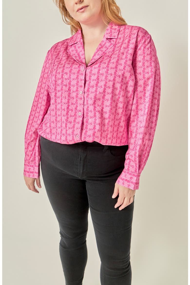 Floral Printed Satin Shirt, Alternate, color, PINK