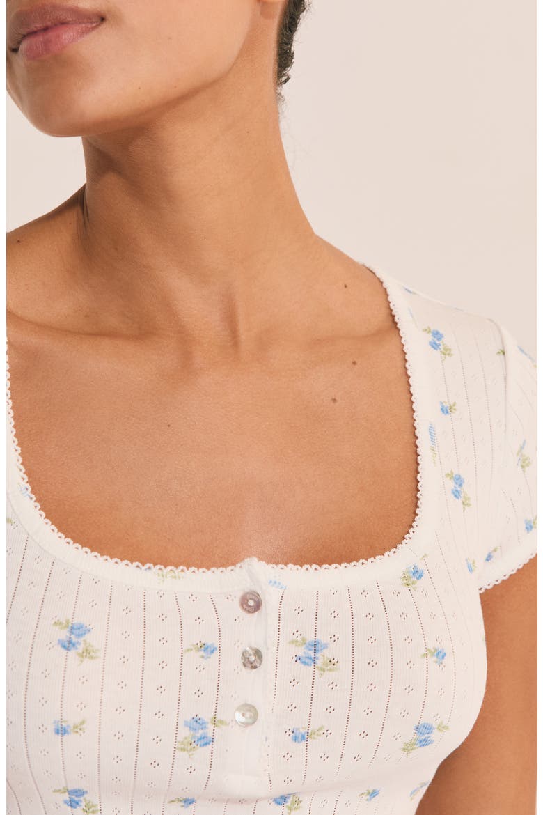 Katell Pointelle Cotton Pajama Top, Alternate, color, ECRU