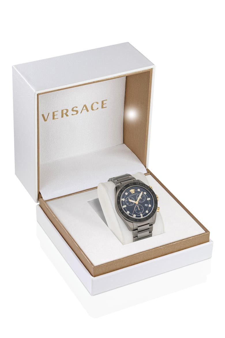 Greca Dome Chronograph Bracelet Watch, 43mm, Alternate, color, IP GUNMETAL