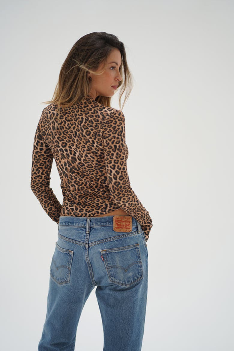 Dalston Ribbed Cropped Long Sleeve, Alternate, color, Leopard