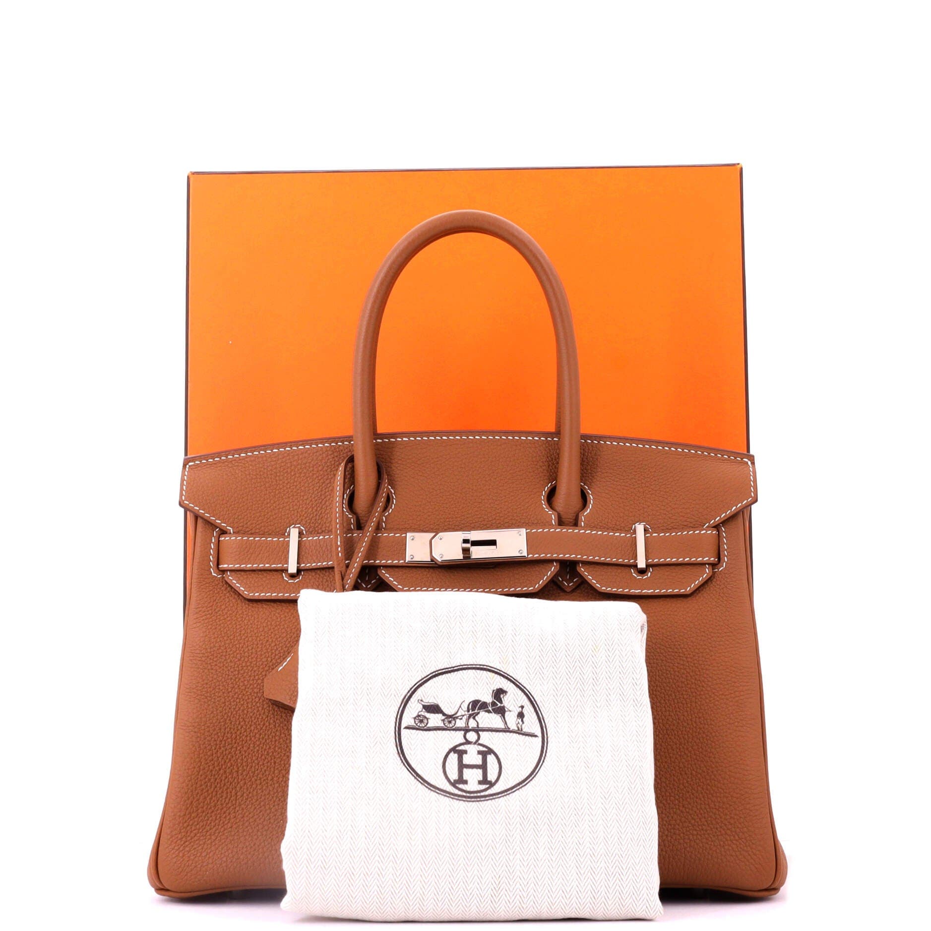 Pre-Owned Hermes Birkin Handbag Brown Togo with Palladium Hardware 30, Alternate, color, Gold