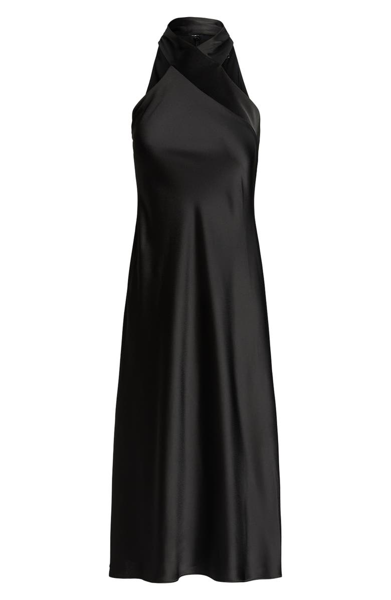 Lauren Ralph Lauren Satin Charmeuse Cocktail Halter Dress, Alternate, color, Black