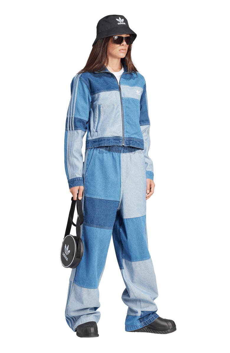 adidas Patchwork Denim Track Jacket, Alternate, color,