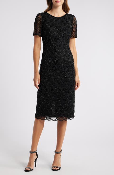 Beaded Midi Cocktail Dress