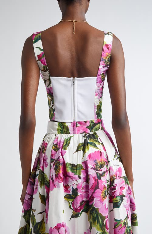 Dolce & Gabbana Dolce&gabbana Peony Print Bustier Top In Ha5kr Peonie Fuxia F.bco