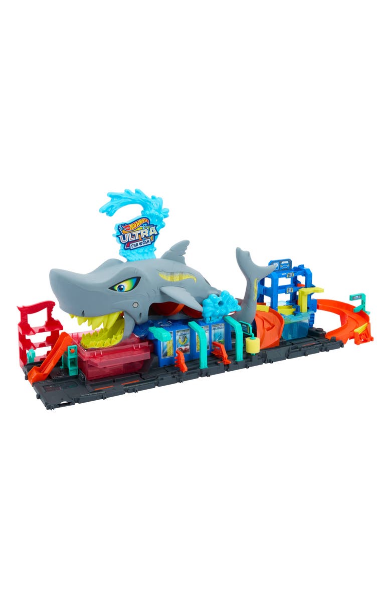 Hot Wheels City Ultra Shark Car Wash with Color Reveal Toy Car in 1:64 Scale Playset, Main, color, 