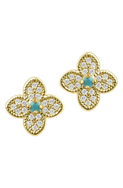 Adornia 14k Gold Plated Turquoise Flower Earrings In Gold/blue