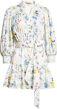 Alice + Olivia Cora Floral Print Mini Shirtdress