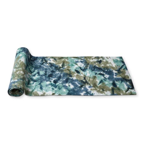 Tie Dye Blue Green Cotton Machine Washable Table Runner