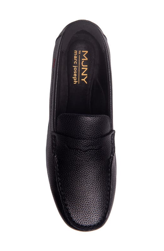 Marc Joseph New York John Street Hands Free Technology Leather Penny Loafer, Alternate, color, Black Grainy Leather
