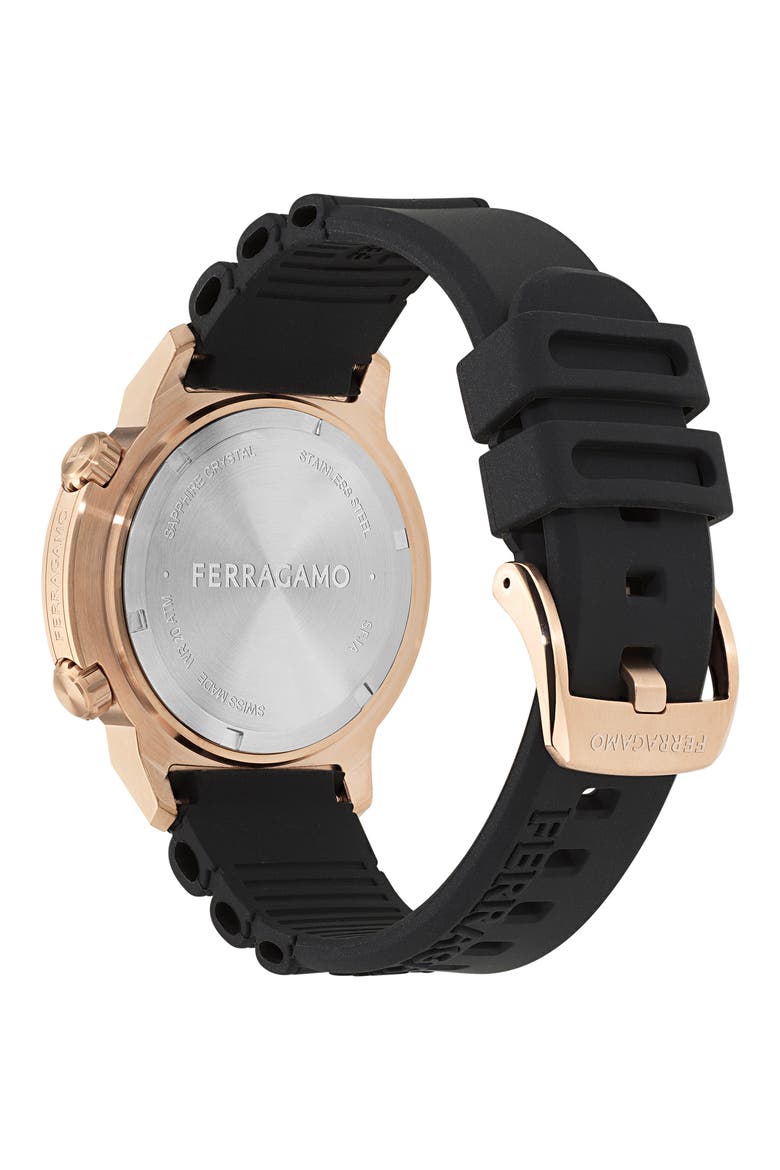 Sport Silicone Strap Watch, 46mm, Alternate, color, IP ROSE GOLD