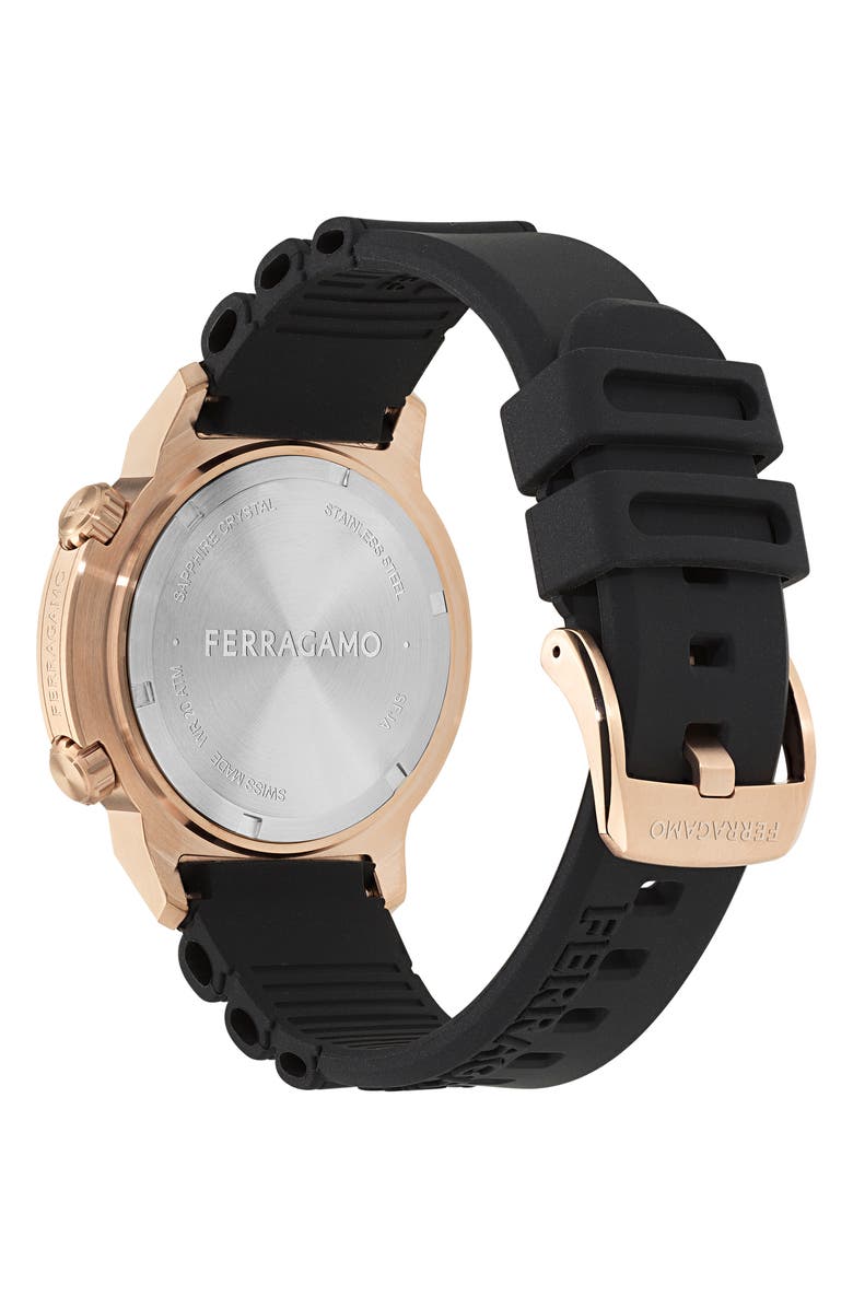 FERRAGAMO Sport Silicone Strap Watch, 46mm, Alternate, color, 