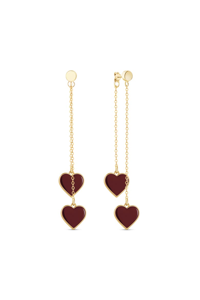 Single Hearted Girl Heart Earrings, Gold Filled, Main, color, Brown