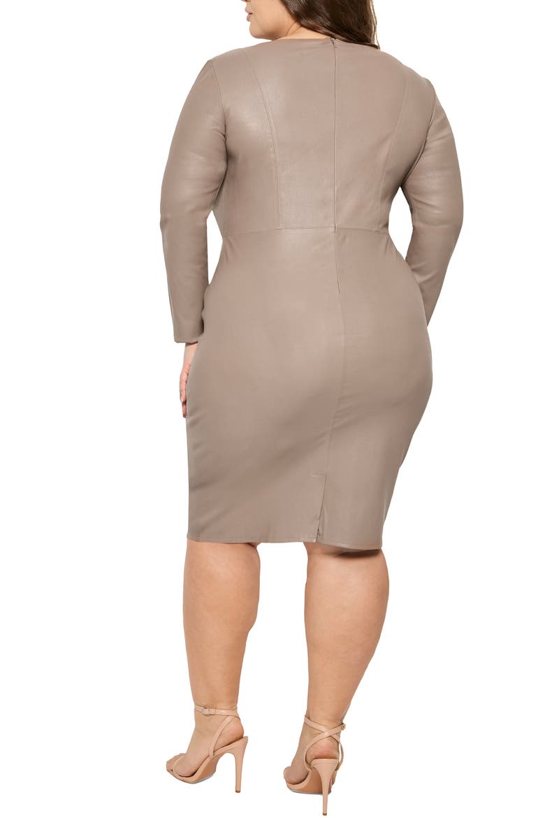 Mrs. Smith Stretch Leather Dress, Alternate, color, Truffle