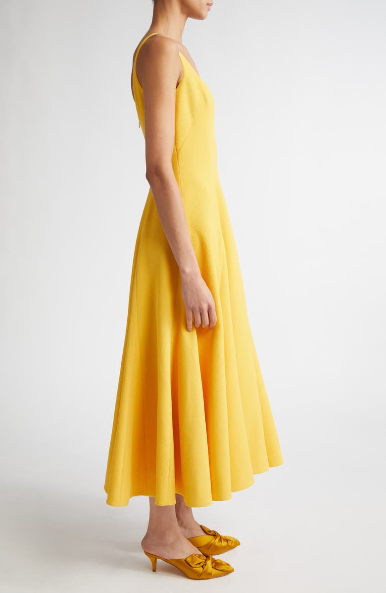 Emilia Wickstead Neith Square Neck Sleeveless Fit & Flare Dress, Alternate, color, Custard