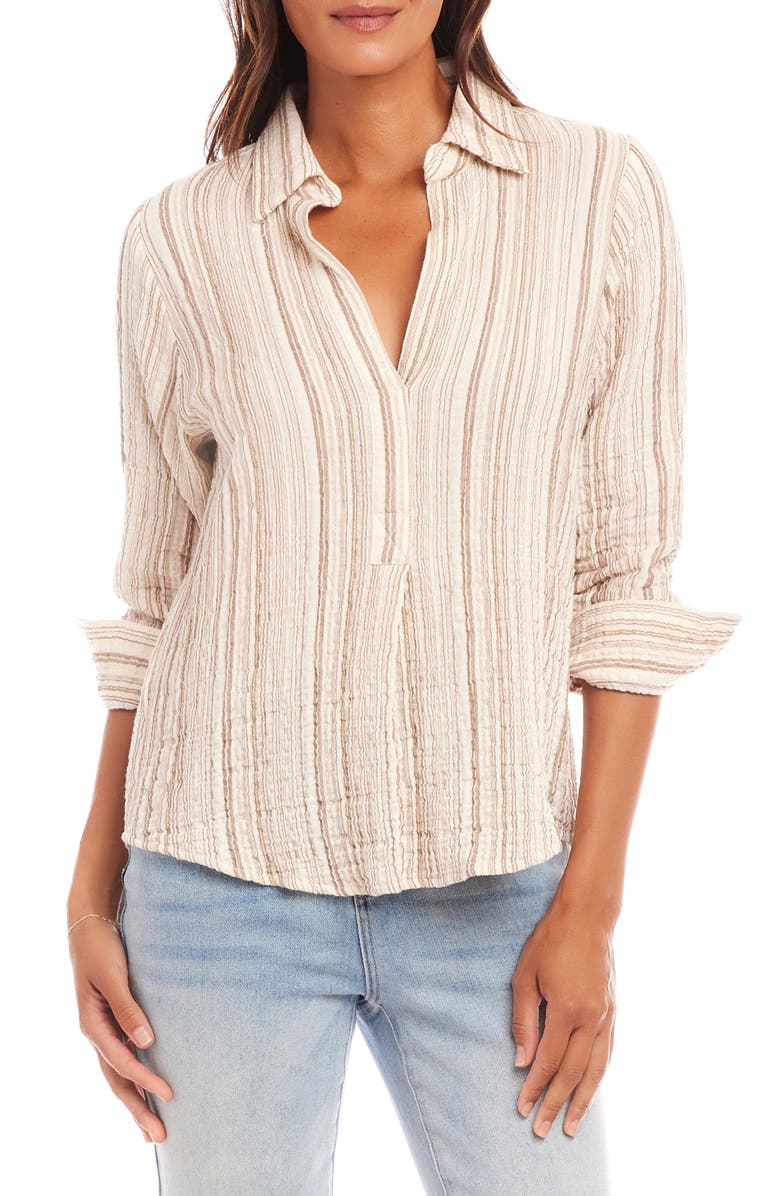 Karen Kane Stripe Textured Popover Shirt, Main, color,