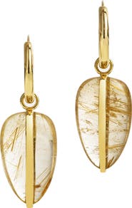 BY PARIAH Rutilated Quartz Drop Hoop Earrings