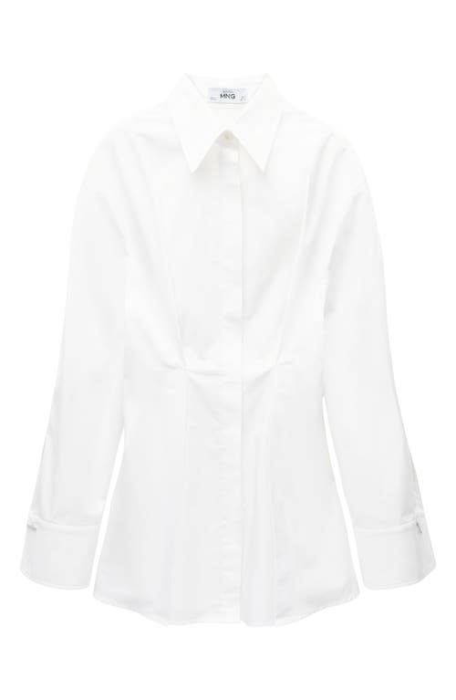Mango Pleated Cotton Button-up Shirt