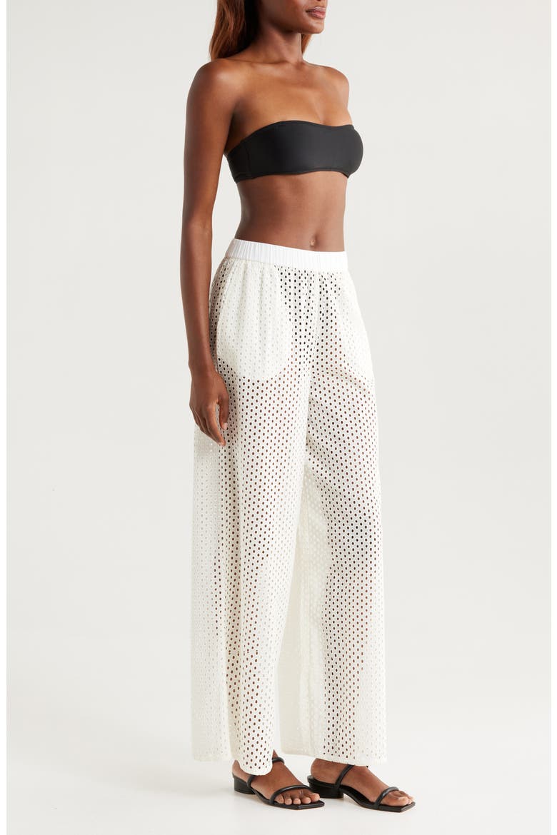 The Delaney Open Knit Cotton Cover-Up Pants, Alternate, color, BRULE