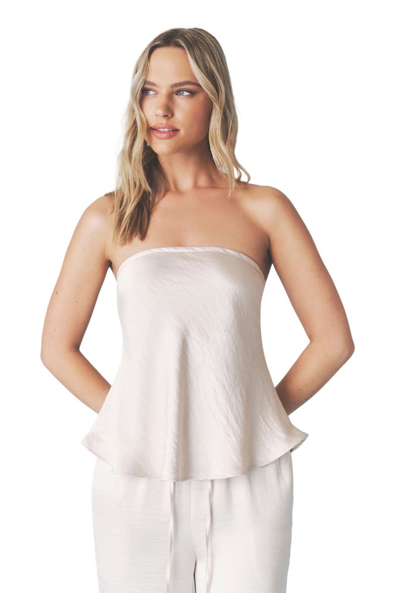 Bandeau Satin Flippy Top, Alternate, color, Oyster