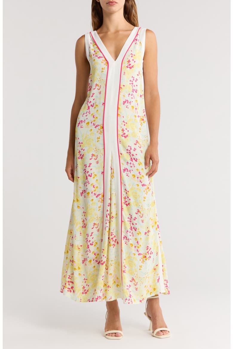 Eliza Buttercup Print Midi Dress, Main, color, PINK/ YELLOW