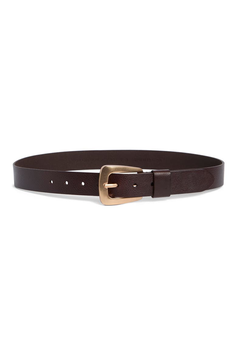 Casual Leather Belt, Main, color, DEEP BROWN