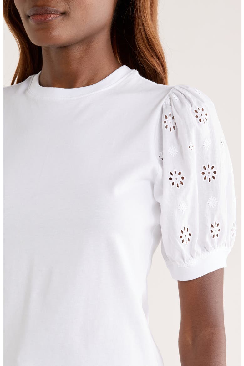 The Eyelet Sleeve Top, Alternate, color, WHITE