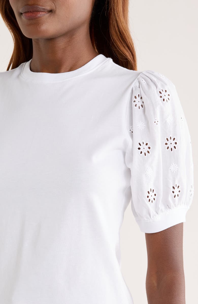 FRAME The Eyelet Sleeve Top, Alternate, color, White