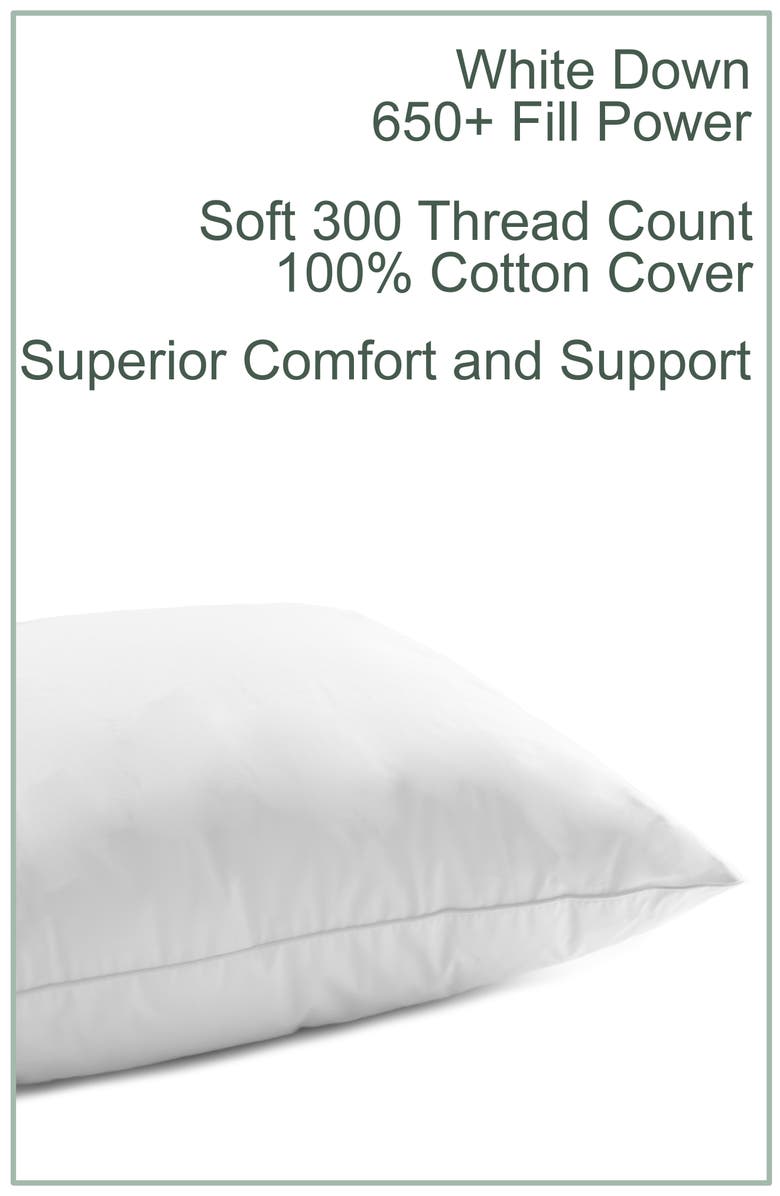 MELANGE HOME 650 Fill Power Down 300 Thread Count Pillow, Alternate, color, White