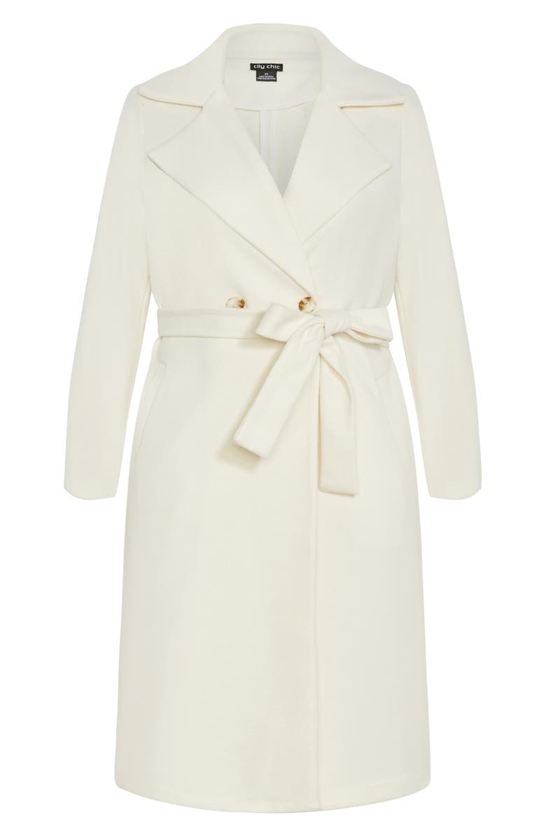 City Chic Hunter Tie Waist Coat, Alternate, color, Cream