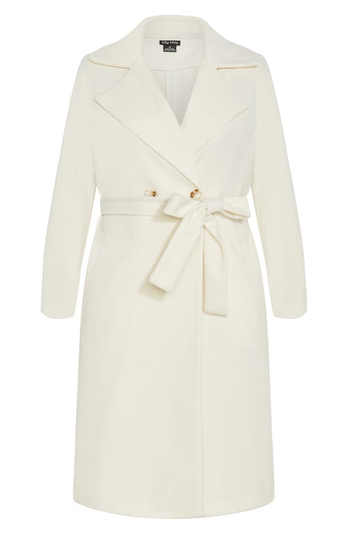 City Chic Hunter Tie Waist Coat In White