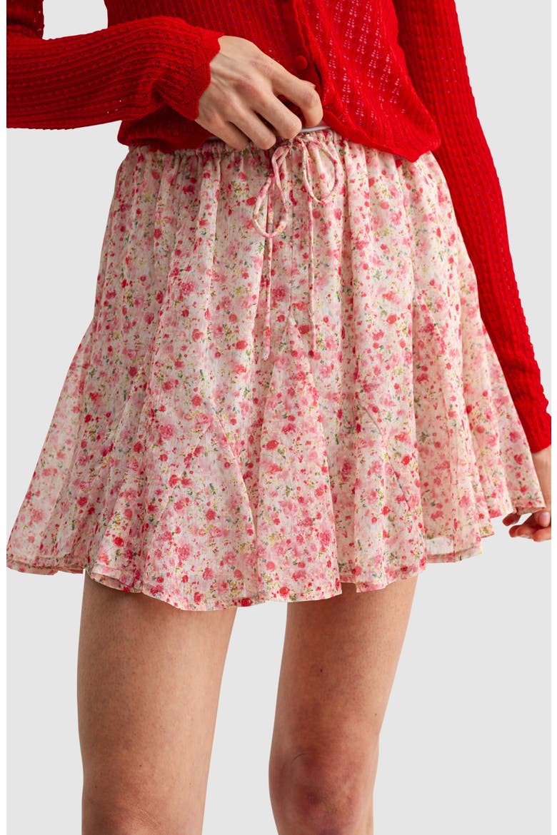 Floral Elastic Waist Miniskirt, Alternate, color, PINK FLORAL