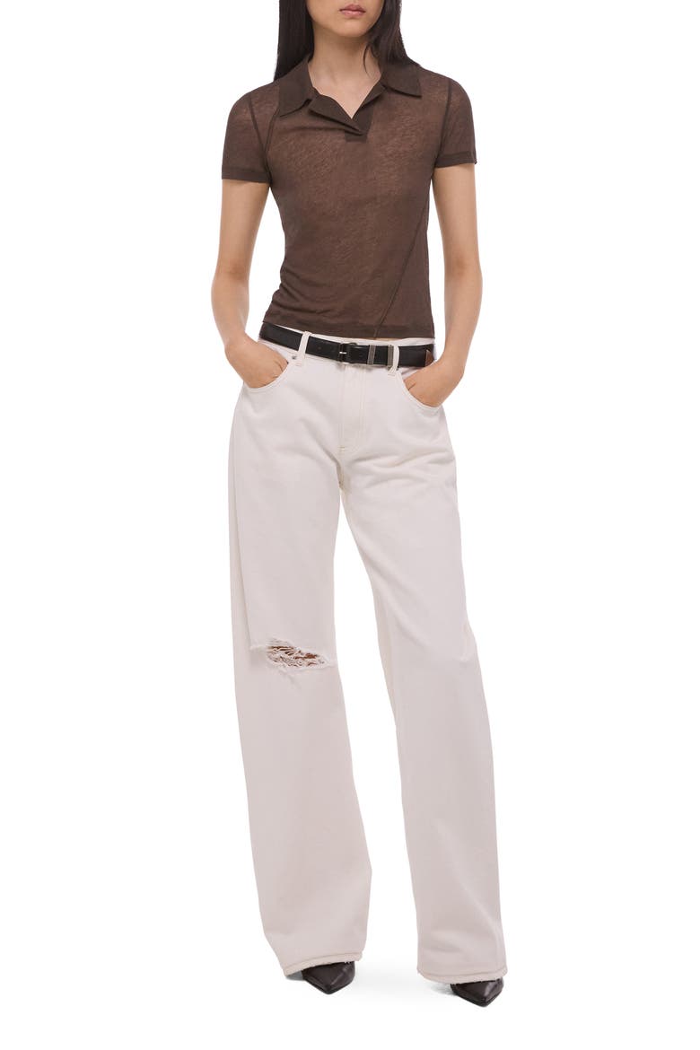 Zerosca Sheer Modal Twisted Polo, Alternate, color, BISTRE