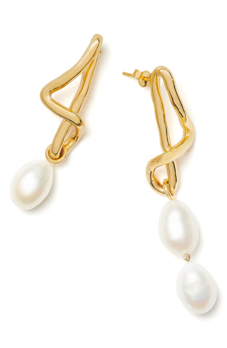 Missoma Molten Baroque Freshwater Pearl Mismatched Drop Earrings, Alternate, color,