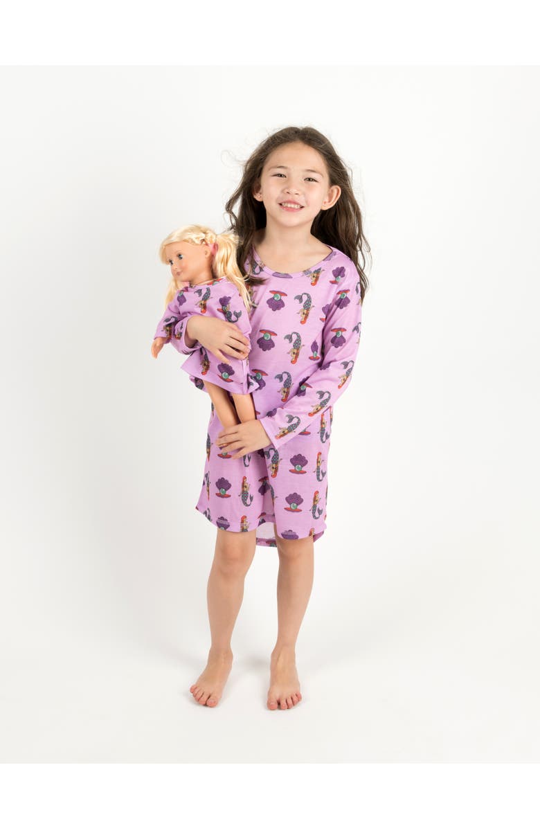 Leveret Girls Long Sleeve Nightgown with Matching Doll Nightgown, Printed Design, Main, color, Mermaid