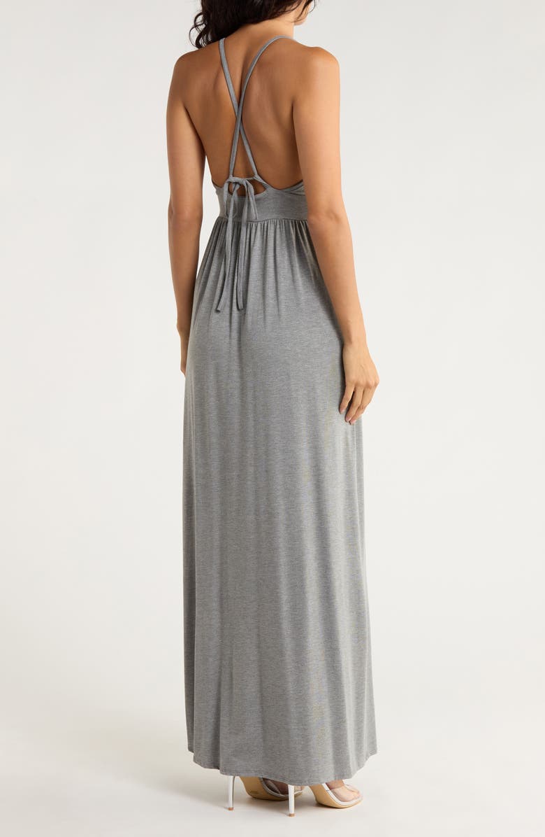 GO COUTURE Cross Back Maxi Dress, Alternate, color, Charcoal