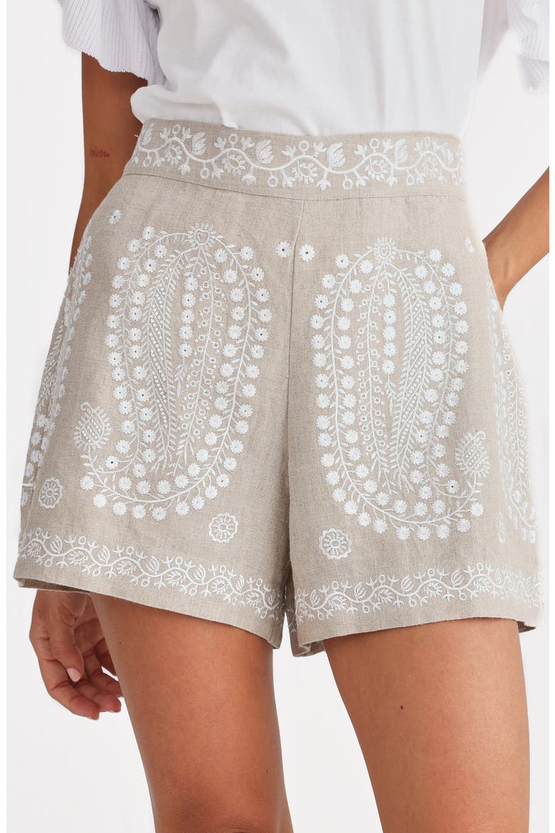 Johari Shorts, Alternate, color, NATURAL/ EMBROIDERY