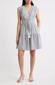 Julia Jordan Tiered Stripe Seersucker Dress