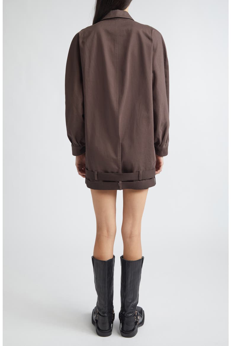 Long Sleeve Cotton Twill Minidress, Alternate, color, BROWN