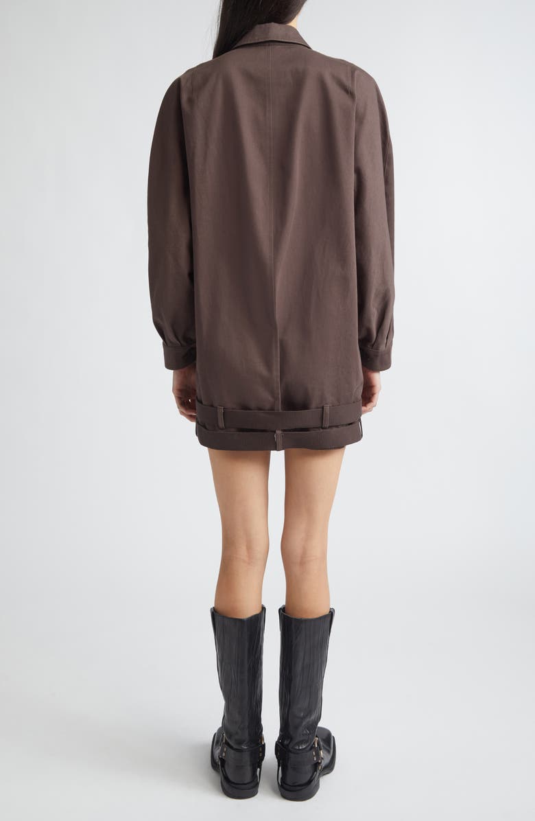 Magliano Long Sleeve Cotton Twill Minidress, Alternate, color, Brown