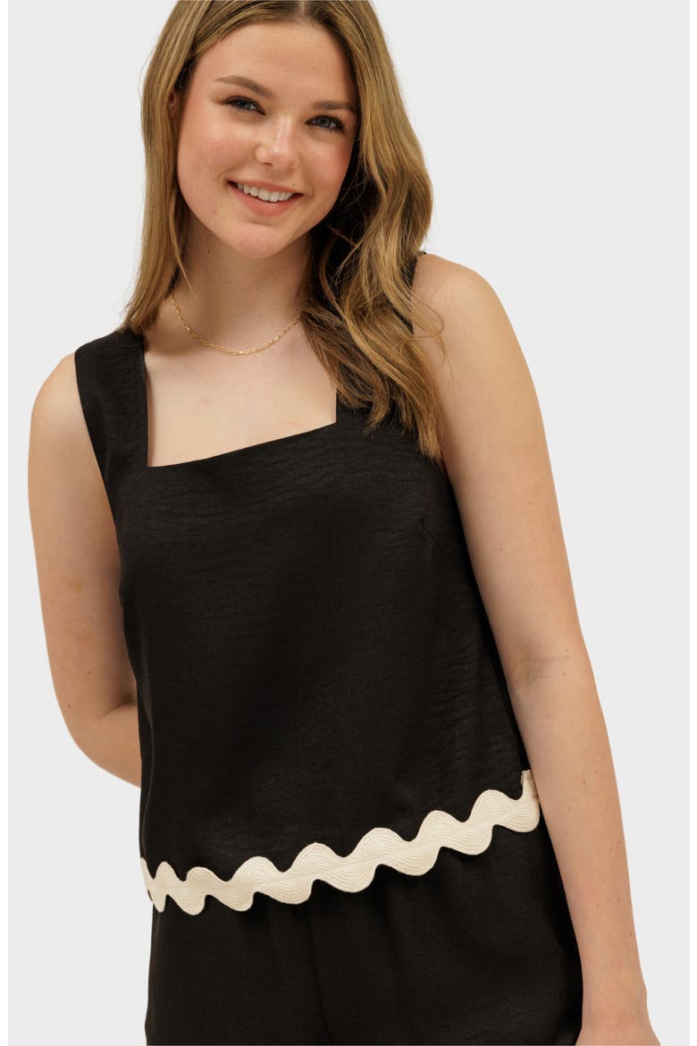 Rickrack Trim Tank & Shorts Set, Alternate, color, BLACK