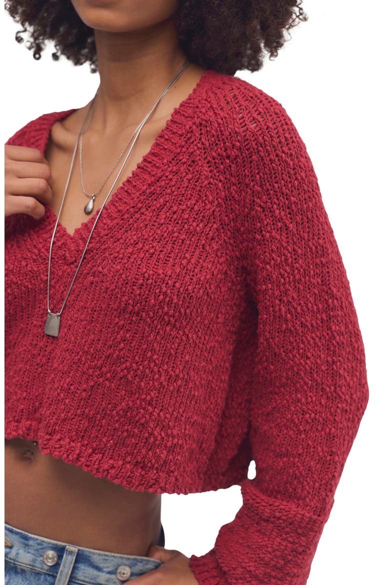 Heartland V-Neck Cotton Sweater, Alternate, color, RICHEST RED