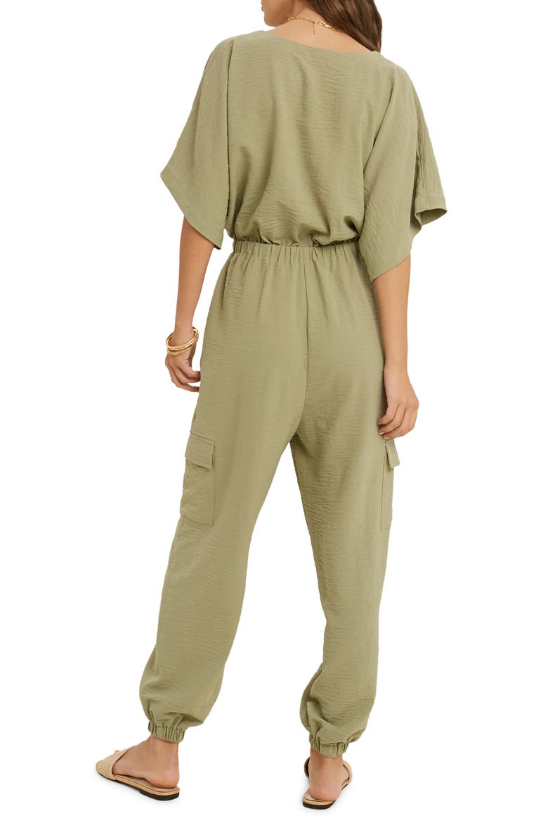 V-Neck Jumpsuit, Alternate, color, S OLIVE