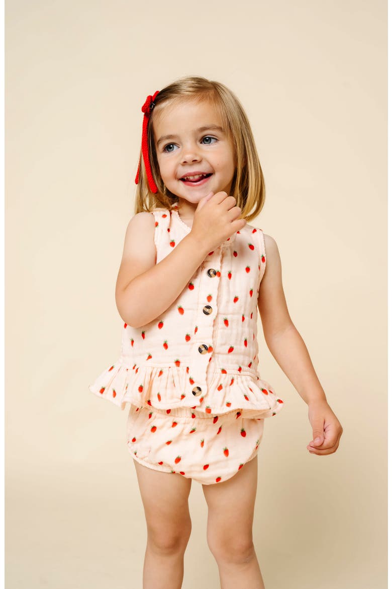 Cloud Muslin Strawberry Print Tank & Bloomers Set, Alternate, color, JUNIE