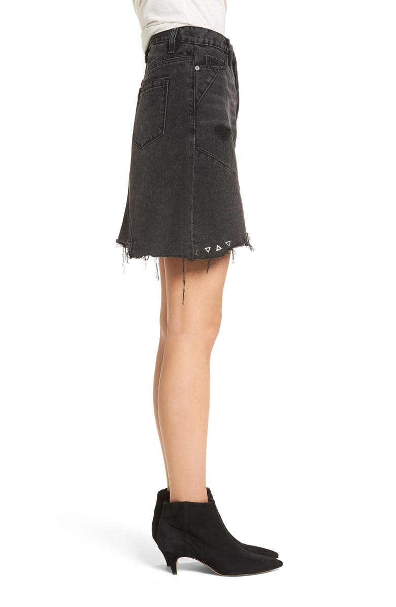 BLANKNYC High Rise Asymmetrical Denim Miniskirt, Alternate, color,