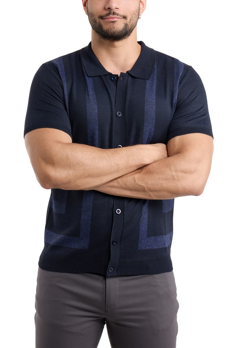 Stripe Polo Sweater, Alternate, color, NAVY